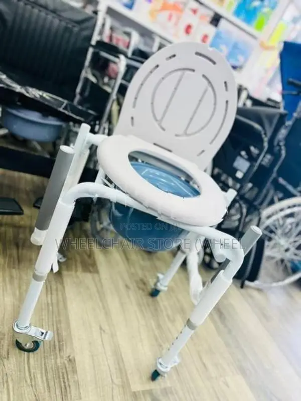 Adjustable Drop Arm Commode Chair with Wheels