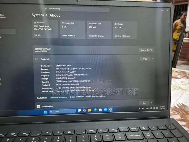 Dell Inspiration 15 3530, i3, 13th Gen, 8GB RAM, 477GB Storage
