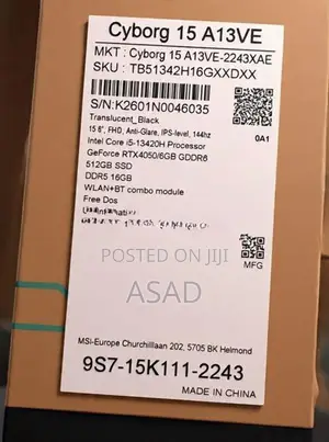 MSI Cyborg 15A13VE Gaming Laptop