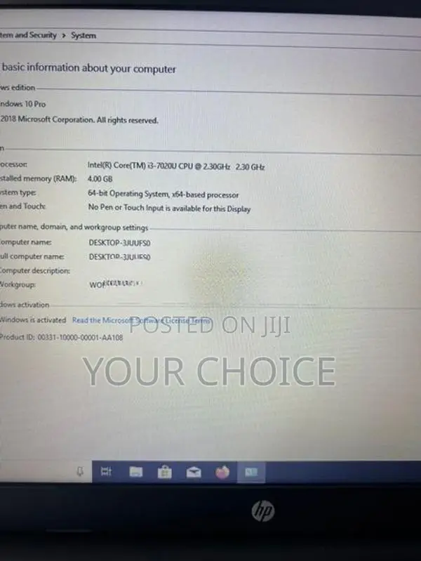 HP 250 G6 Intel Core i3-7020U Laptop 4GB RAM 500GB HDD