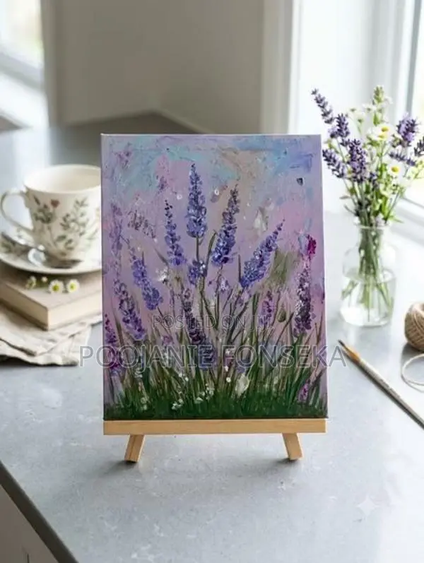 Table Lavender Acrylic Canvas Painting