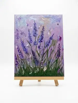 Table Lavender Acrylic Canvas Painting