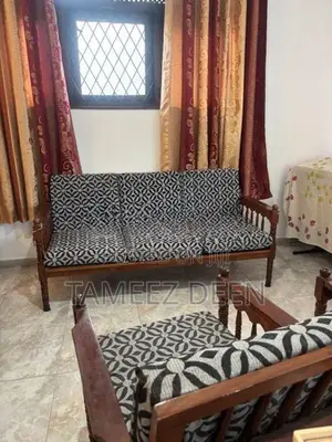 Wooden Sofa Set with Cushions – 5 Seater