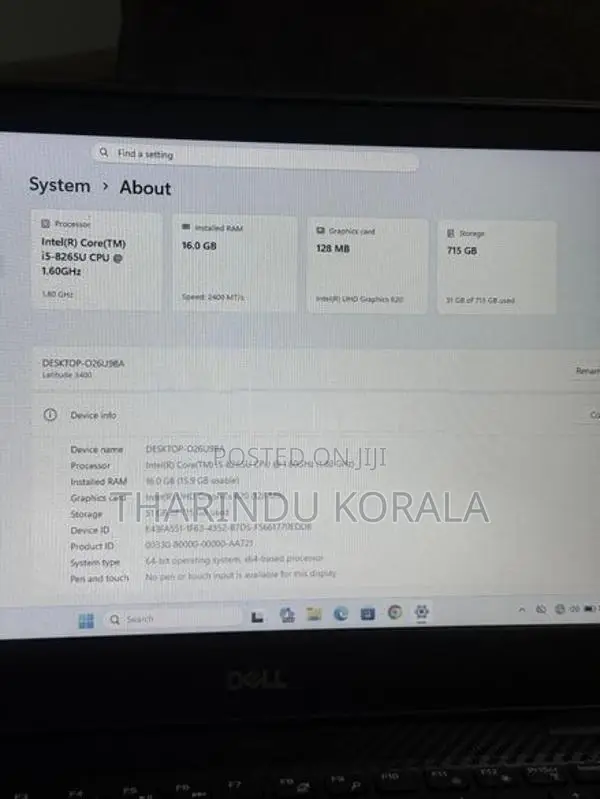 Dell I5 8th Gen Laptop | 256GB NVMe 500GB SATA SSD 16GB RAM
