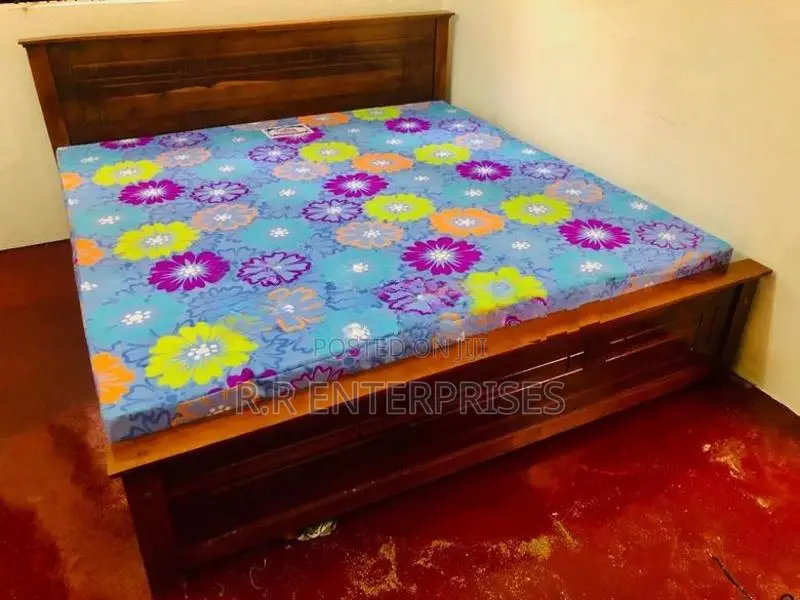 New 72"*72" Teak King Box Bed with DL Mattresses