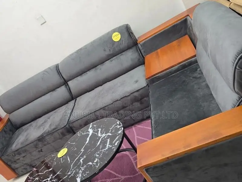 Classic Wooden Fabric Sofa Set - Brand New