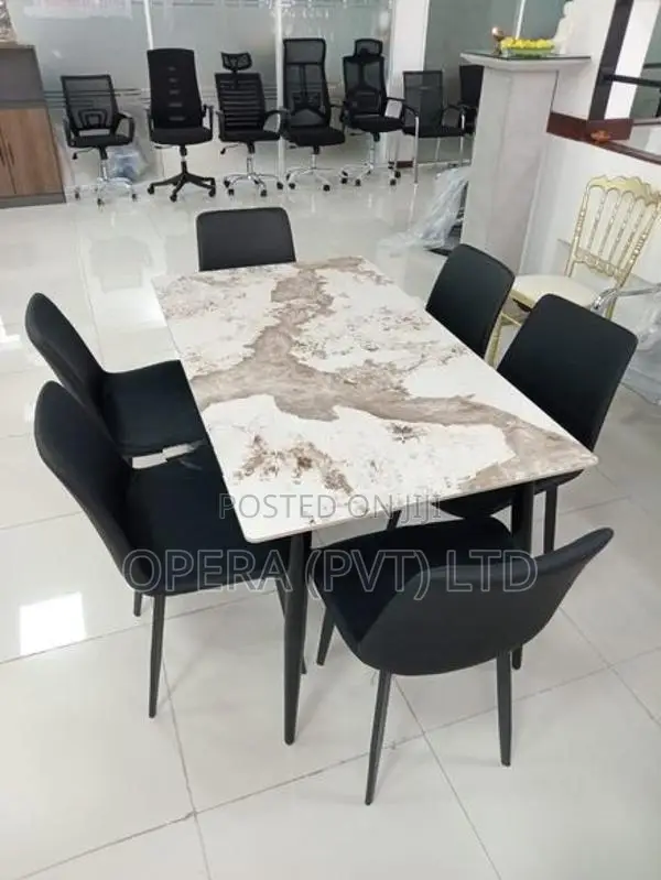 Granite Dining Table with 6 Chairs
