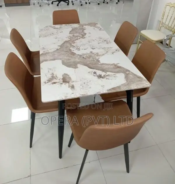 Granite Dining Table with 6 Chairs