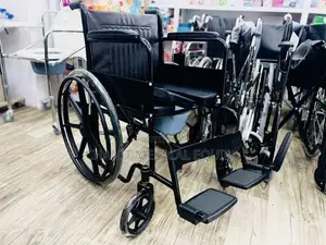 Commode Wheelchair Powder Corted Black Alloy Wheels