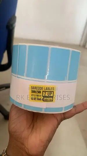 Thermal Transfer 38MM X 25MM 2UPS 4000 Pcs - Blue Barcode Sticker Roll