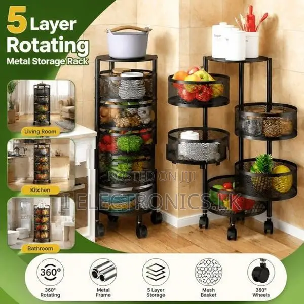 5 Layer Round Rotating Metal Storage Rack