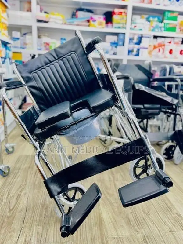 Commode Wheelchair Crome Plated Steel Frame