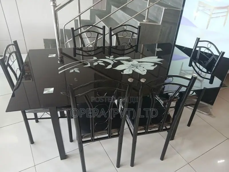 Glass Top Dining table with 6 chairs