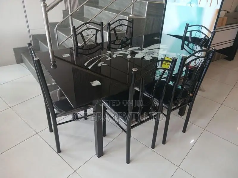 Glass Top Dining table with 6 chairs