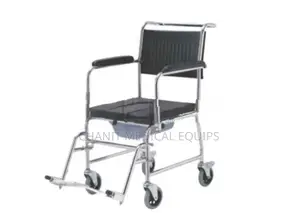 Commode Wheelchair with Caster Wheels and Declining Armrests