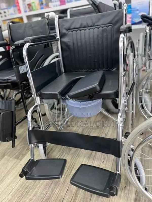 Commode Wheelchair Chrome Plated Steel Frame