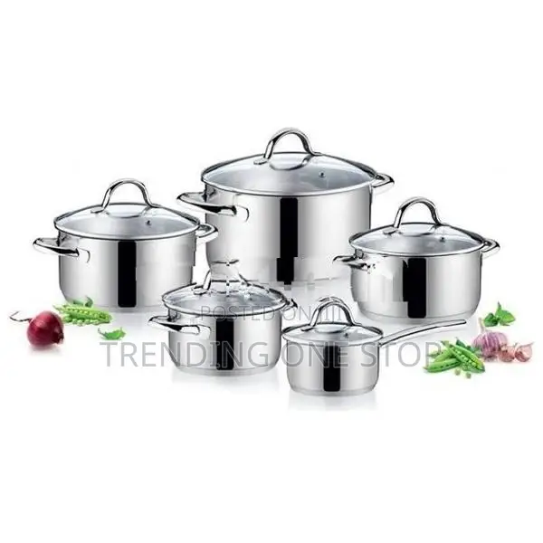 10pcs Stainless Steel Cookware Set with Glass Lid
