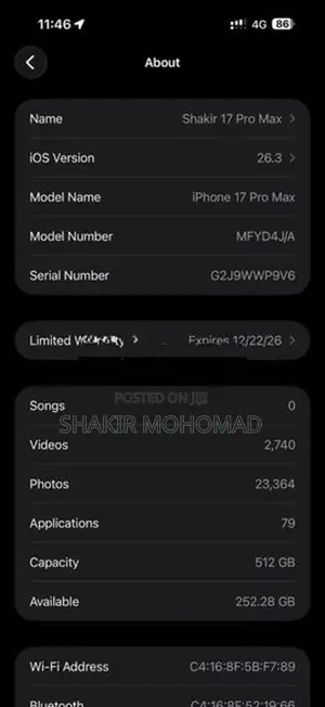 Apple iPhone 17 Pro Max GB (Used)