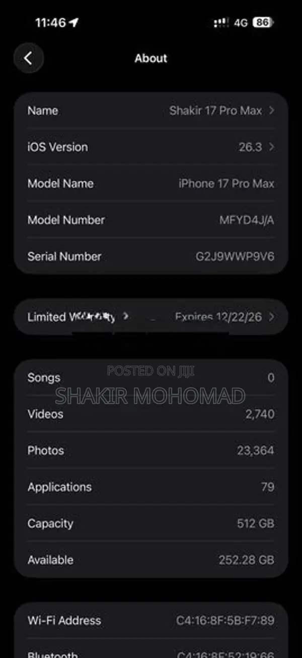 Apple iPhone 17 Pro Max GB (Used)