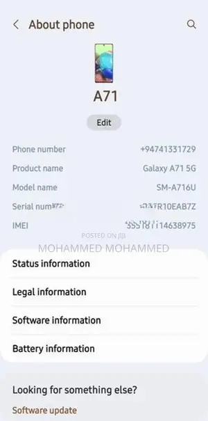 Samsung Galaxy A71 Edition (Used)