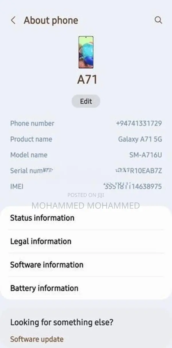 Samsung Galaxy A71 Edition (Used)