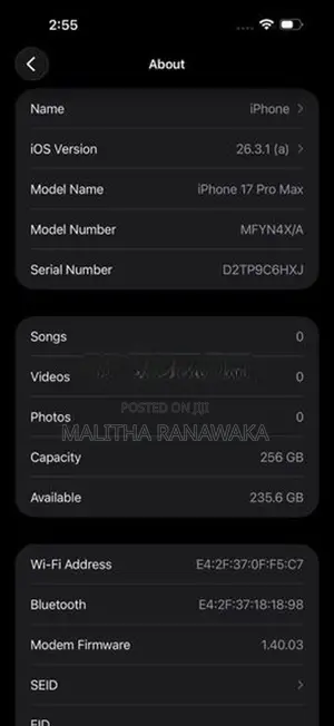 Apple iPhone 17 Pro Max X/A (Used)