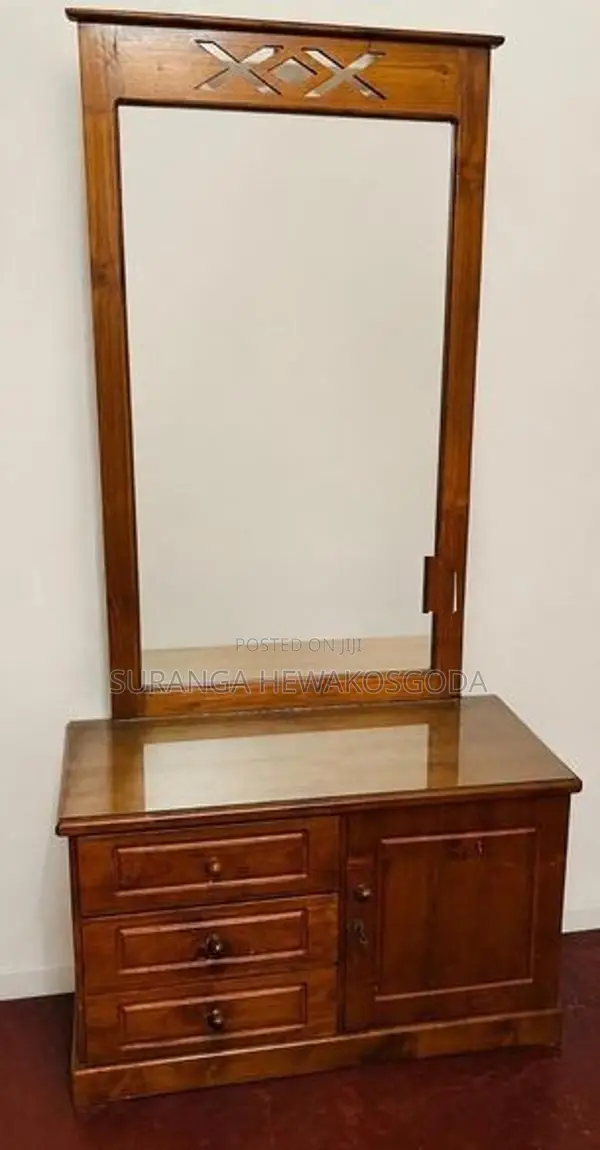 don_corolis Solid Wood Queen Bed Frame With Teak Dressing Table
