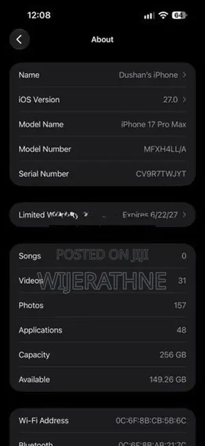 Apple iPhone 17 Pro Max 256GB Cosmic Orange (Used)