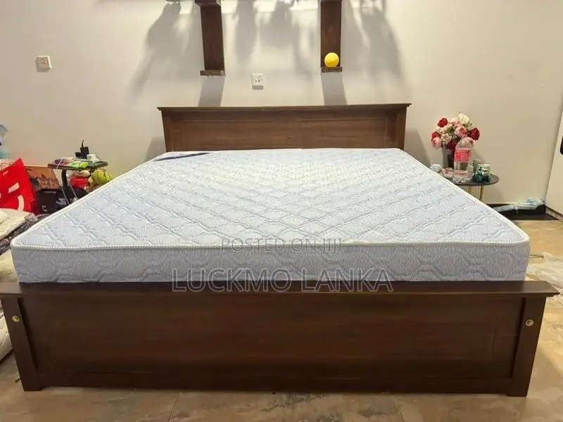 New 72x72 Teak Box Bed With Arpico Spring Mattress 8 Inches (Vv17