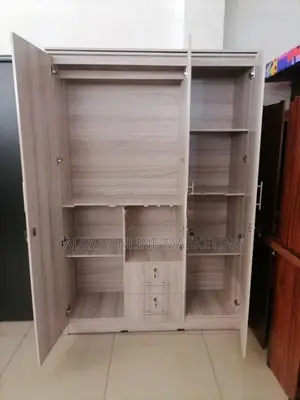 New Melamine 3 Door White / Ash Colour Cupboard ( Wardrobe )