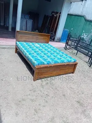 6×5 Teak Box Bed with Double Layer Mattress