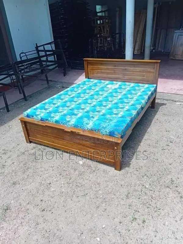 6×5 Teak Box Bed with Double Layer Mattress