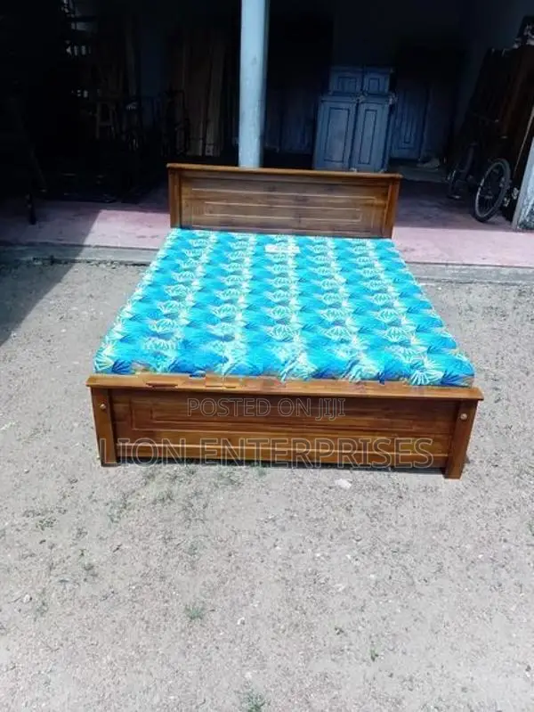 6×5 Teak Box Bed with Double Layer Mattress