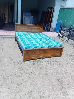 6×5 Teak Box Bed with Double Layer Mattress