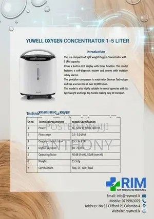 YUWELL OXYGEN CONCENTRTAOR 1-5 LITER.