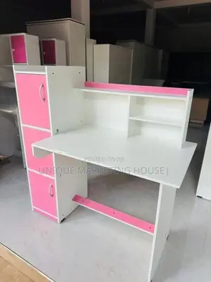 MODERN PINK MIX WHITE SIDE 3 CUPBOARD STUDY TABLE