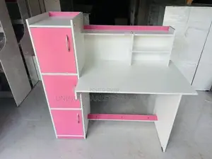 MODERN PINK MIX WHITE SIDE 3 CUPBOARD STUDY TABLE