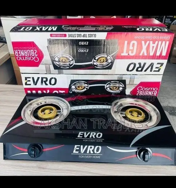 EVRO Double Burner Glass Top Gas Cooker