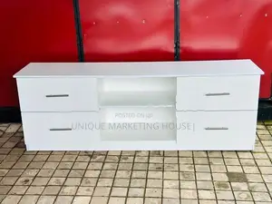 Modern 65” Melamine White Double Drawer Tv Stand