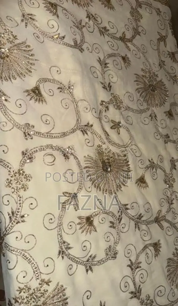 Off White Gold Heavy Work Bridal Saree