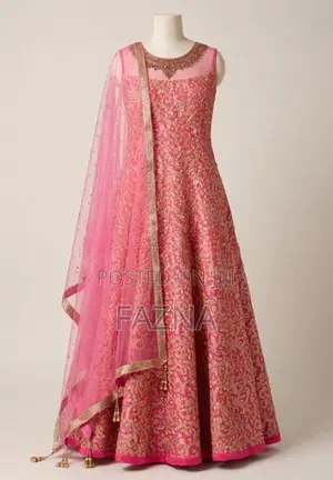 Champagne Gold Full Heavy Pearl Work Bridal Anarkali - Brand New