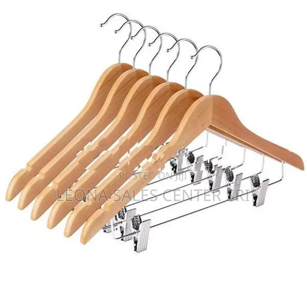 Wooden Jacket Hanger With Clips - Cloth Hangers