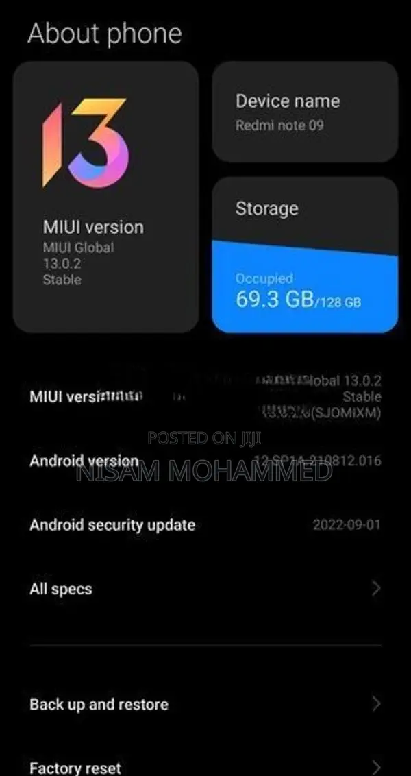 Xiaomi Redmi Note 9 (Used)