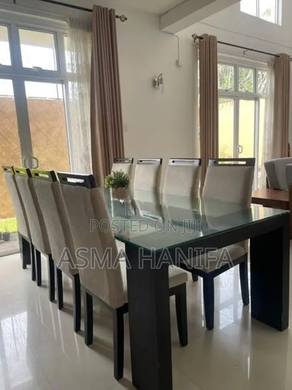 Teak 8-Seater Dining Table Set with Glass Top