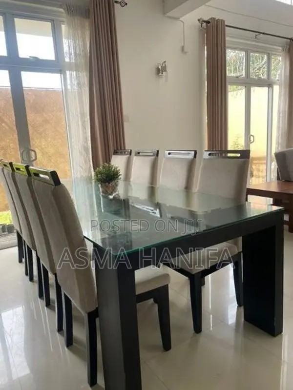 Teak 8-Seater Dining Table Set with Glass Top