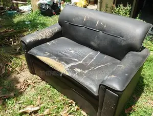 Used 3-Piece Black Leather Sofa Set