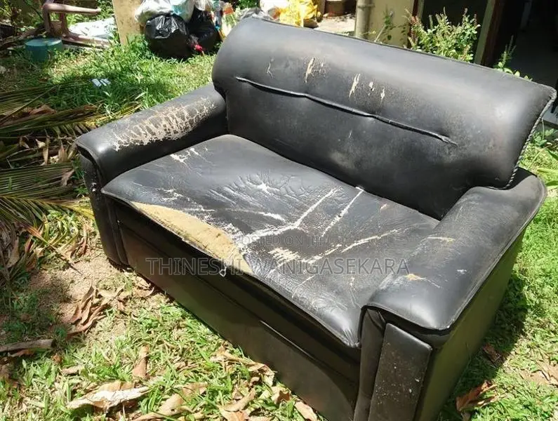 Used 3-Piece Black Leather Sofa Set