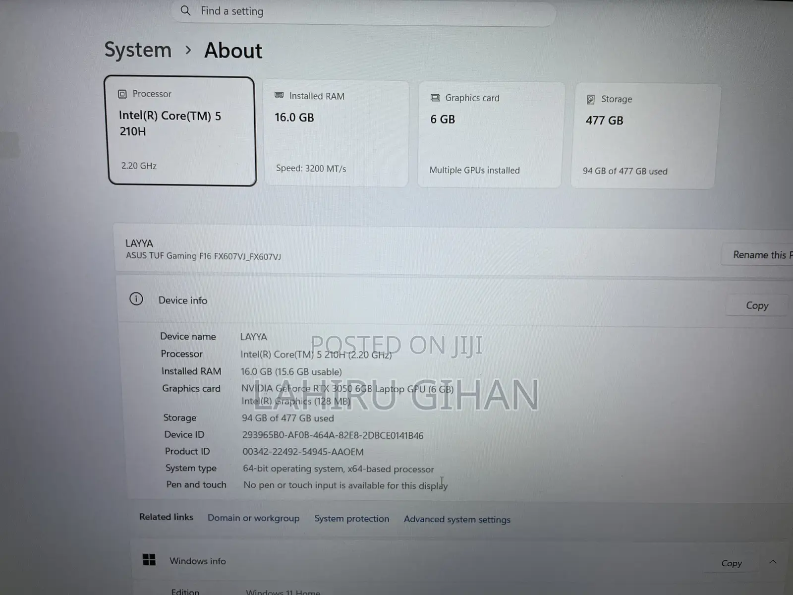 Laptop Asus TUF Gaming A16 16GB Intel Core 5 SSD 512GB