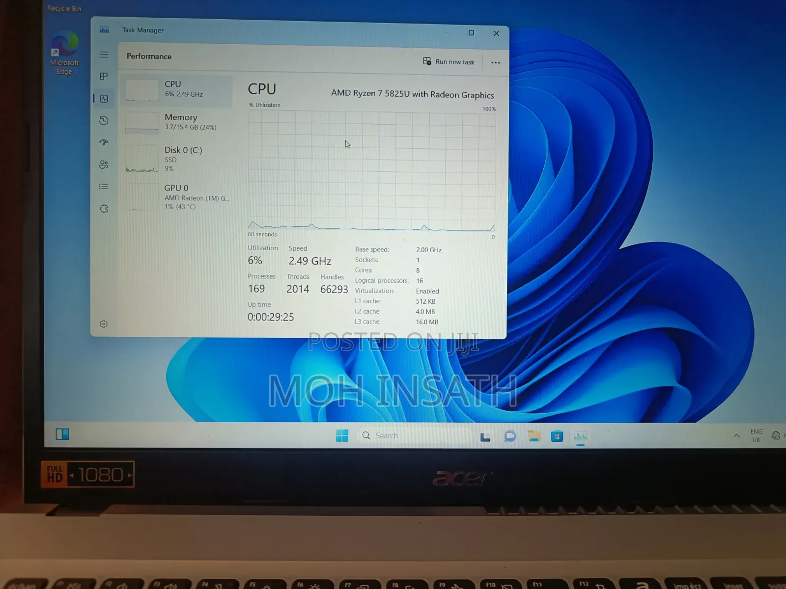 New Laptop Acer Aspire Go 15 16GB AMD Ryzen 7 SSD 1T