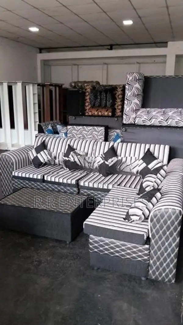 Modern L Sofa Set with Stool Pillow